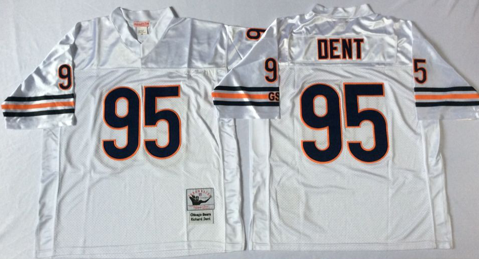 Men NFL Chicago Bears #95 Dent white Mitchell Ness jerseys->chicago bears->NFL Jersey